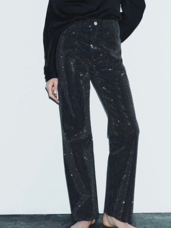 Zara Denim - Viral Zara Rhinestone Black Jeans